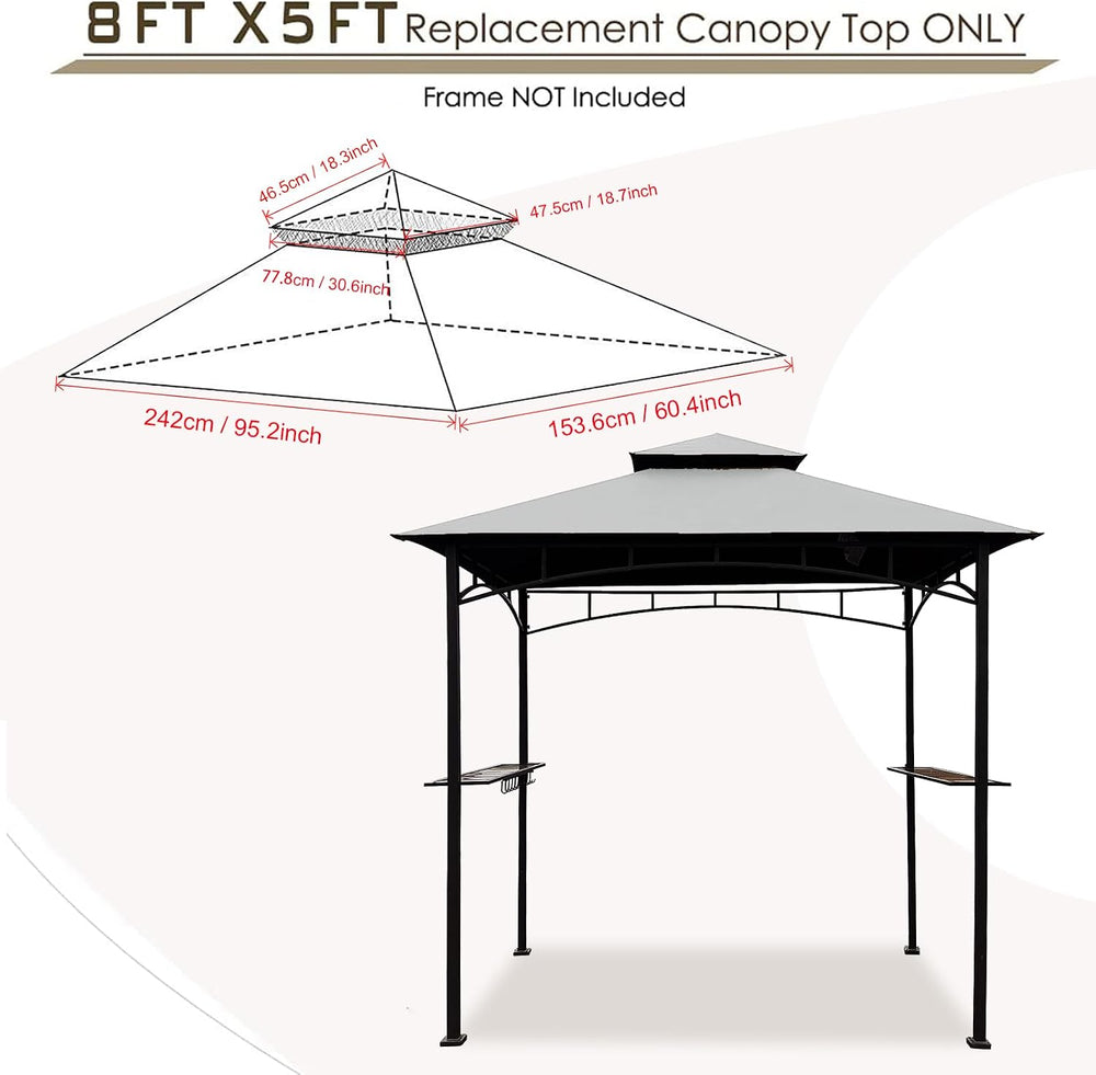 Grill Gazebo Replacement Canopy Roof – Hugline 5x8 Outdoor Grill Shelter Cano...