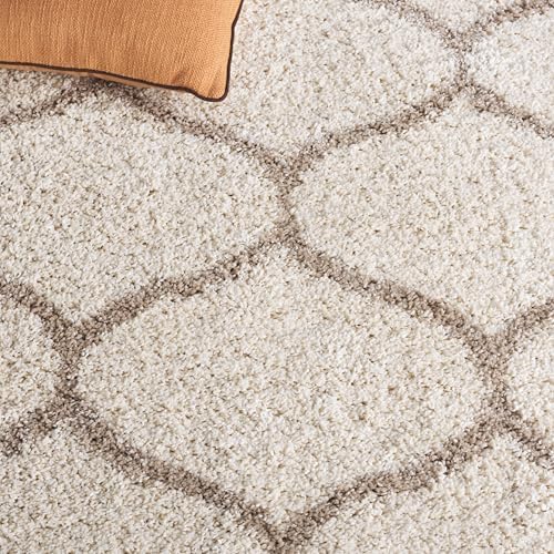 SAFAVIEH Hudson Shag Rug 10x14, Plush Trellis X-Large Ivory & Beige SGH280D