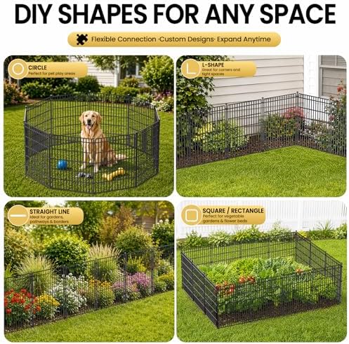 No Dig Garden Fence, Dog Fencing Outdoor for Yard, 10 Panels