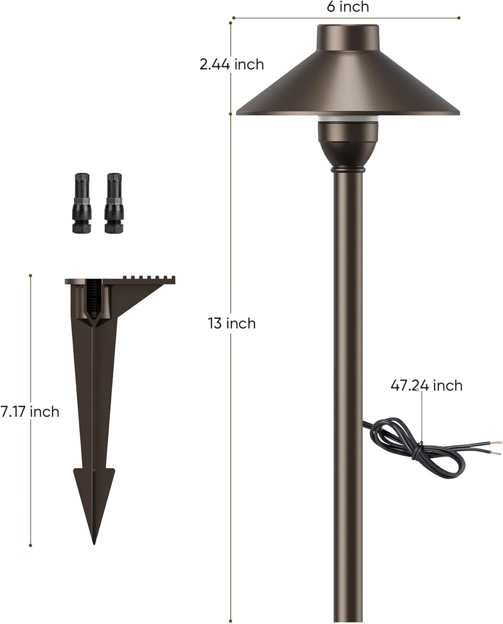 PARTPHONER Low Voltage Landscape Lighting 6-Pack, Aluminum 12V Pathway Lights...