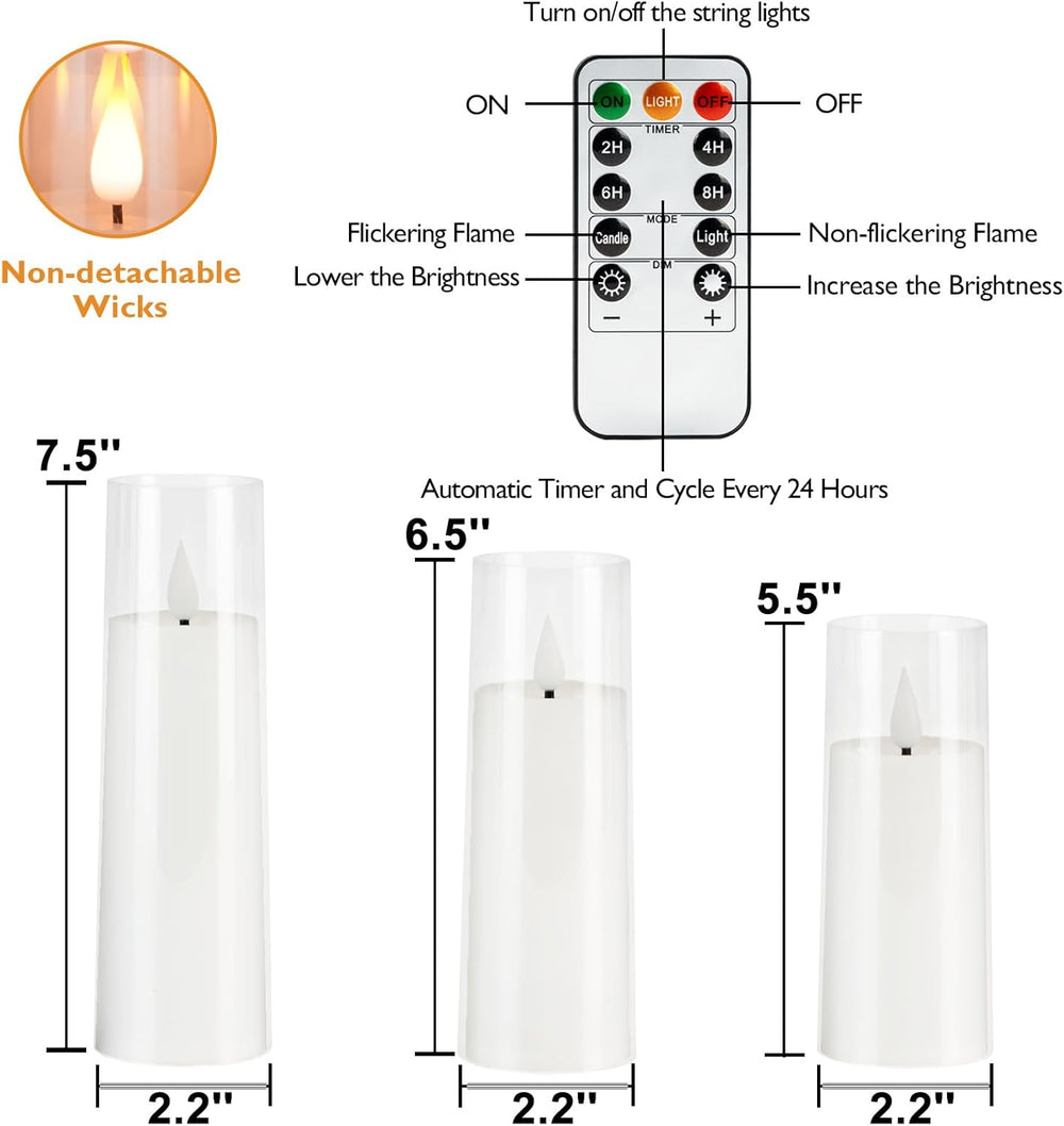 Amagic Magic Pure White Flameless Candles, Battery Operated Candles, Acrylic ...