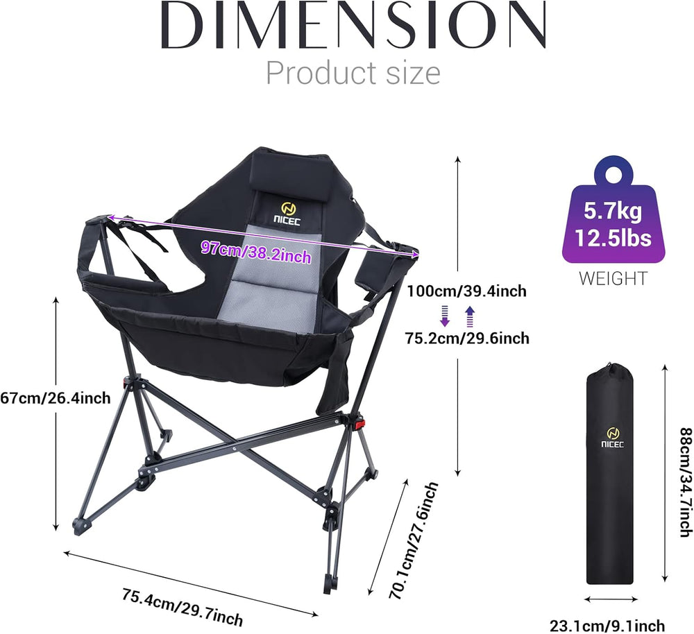 Nice C Hammock Camping Chair with Stand, Swing Rocking Chair (1 Pack)