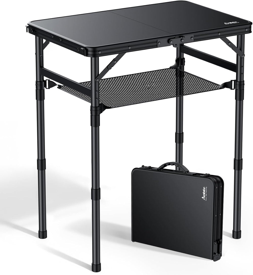 Anbte 2 ft Small Folding Table, 3 Adjustable Height for Camping, 23" X 1...