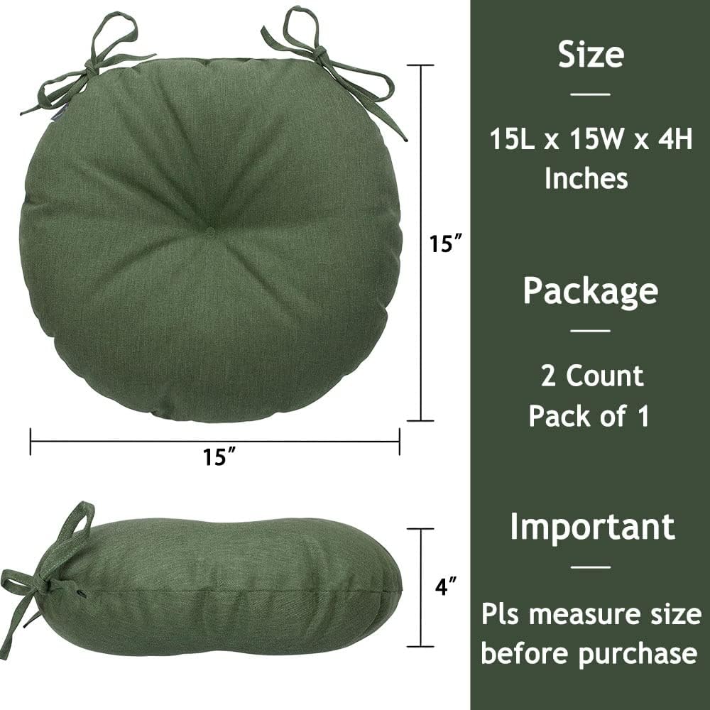 Magpie Fabrics 15" Round Bistro Seat Cushions with Ties, Set of 2, Water...