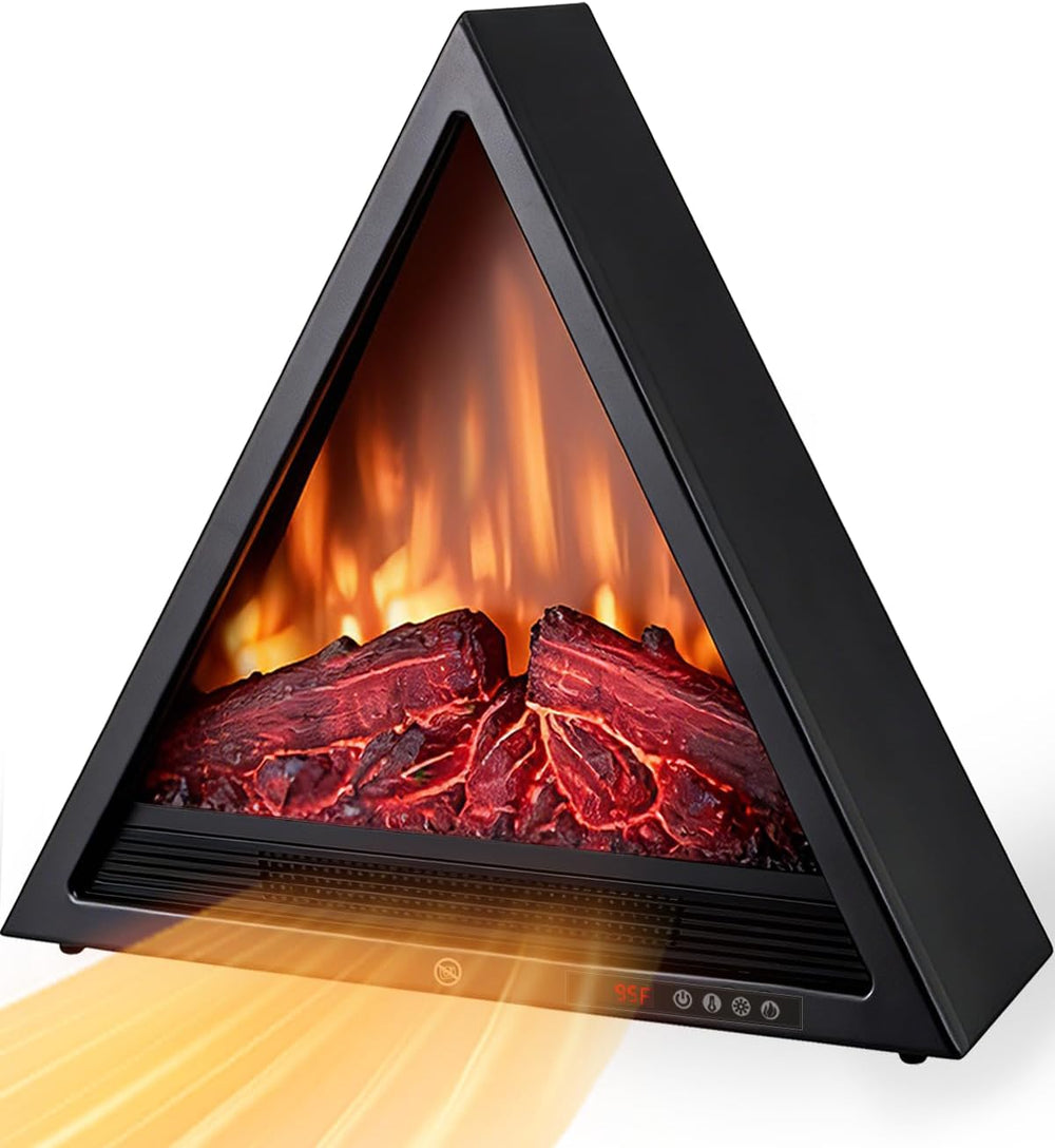 AIRMATE 22in Electric Fireplace Heater, 1500W Triangular Electric Fireplace I...