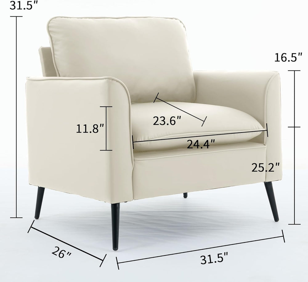 YISHENG Mid-Century Modern Living Room Accent Chairs Set of 2 - Oversized Fau...