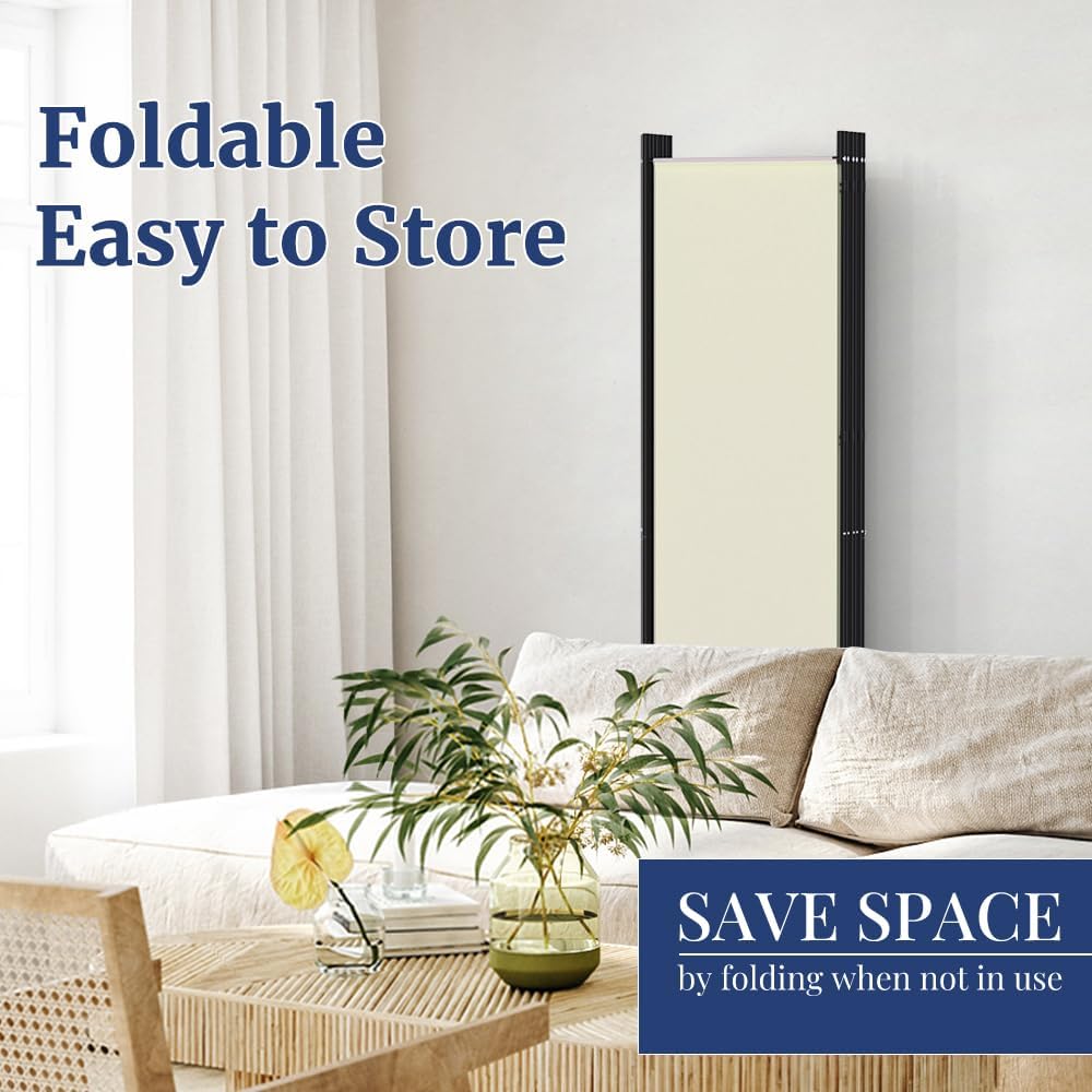 Kokorona 6 Panel Room Divider, 6FT Tall Rolling Privacy Screen with Lockable ...