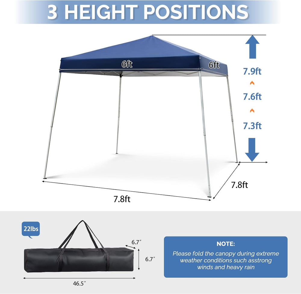 VINGLI 8x8 ft Pop Up Canopy Tent, Outdoor Foldable Portable Canopy for Campin...
