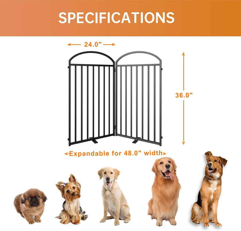 SNUOWU 2 Panels Full Matel Freestanding Dog Gates, 48" Extra Wide 36&quo...