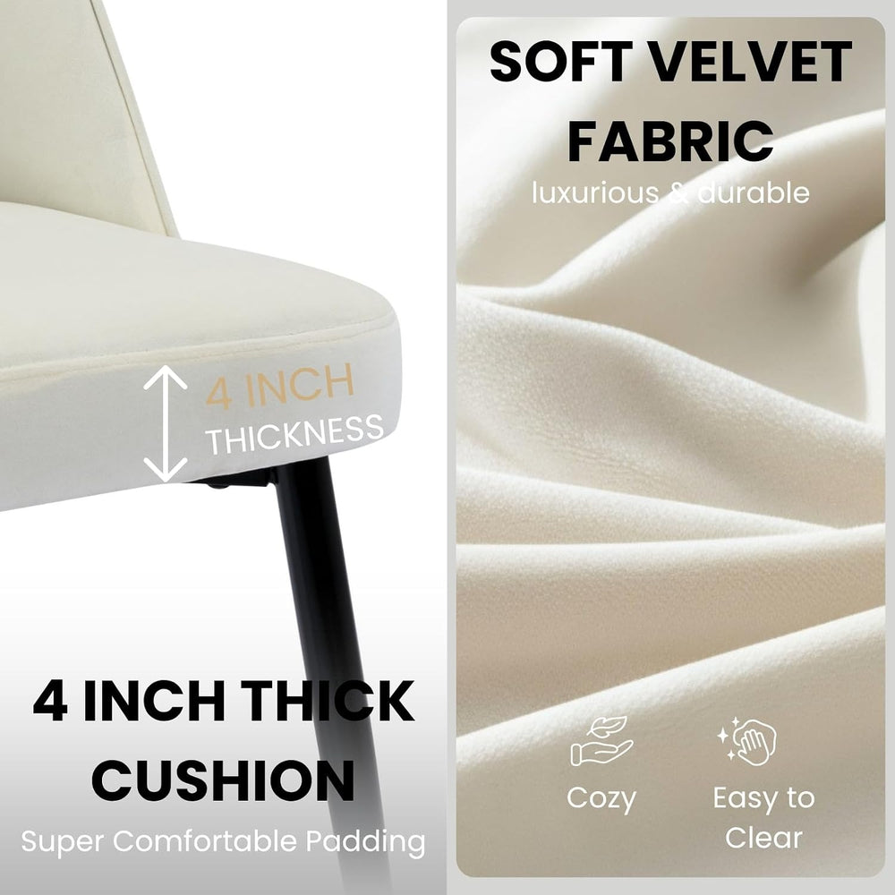 DUOMAY Modern Dining Chair Set of 2 with Open Back, Velvet Upholstered Armles...