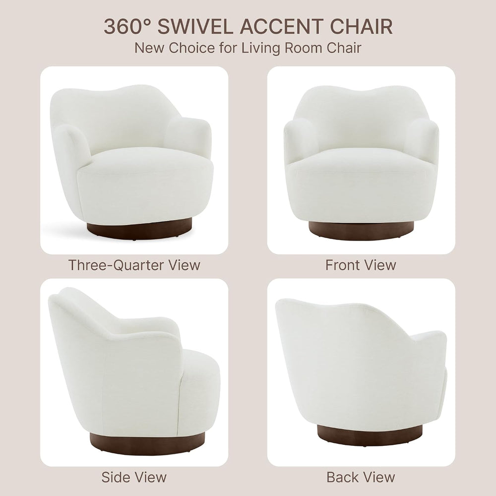 KISLOT Swivel Accent Chair Set of 2,Upholstered Barrel Chair with Curves Came...