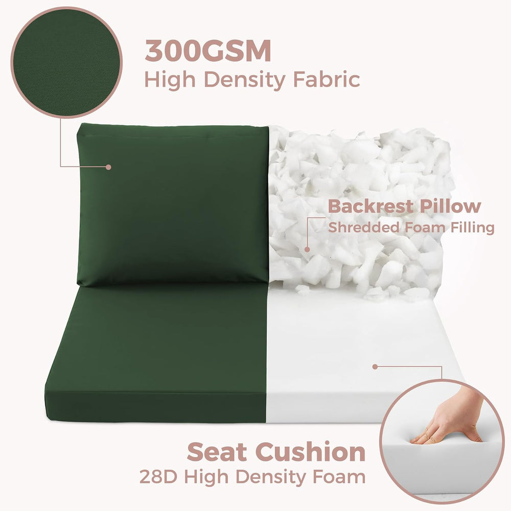 Outdoor Loveseat Cushions, 46×26×4 Inch, Waterproof, Forest Green