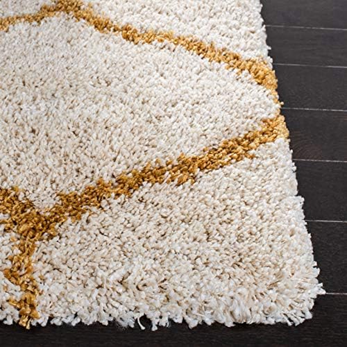 SAFAVIEH Hudson Shag Rug 5'3"x7'6", Plush Trellis Ivory &am...