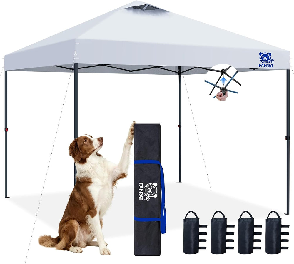 FANPAT 10x10 Pop Up Canopy Tent, Instant Portable Shelter, White 10x10