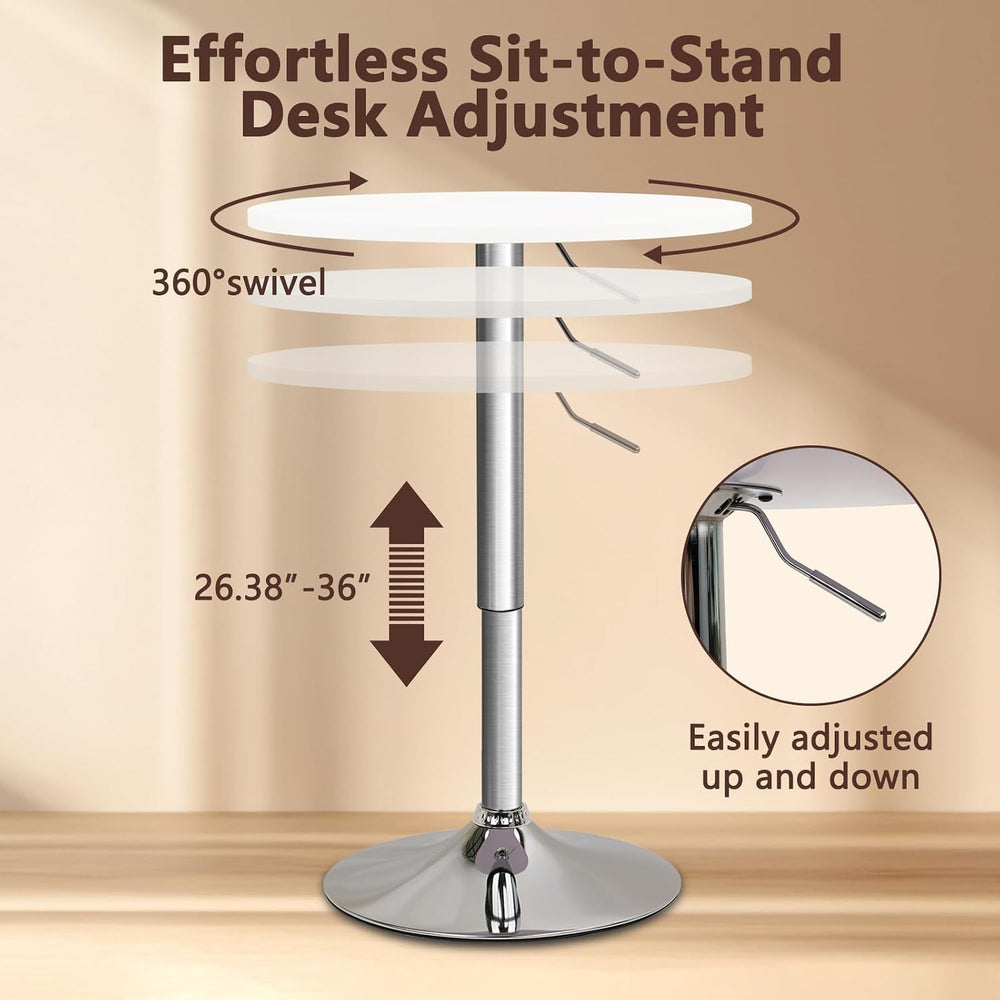 CLATINA Round Bar Table 10 Pack, Height Adjustable 26"-36" Bistro P...