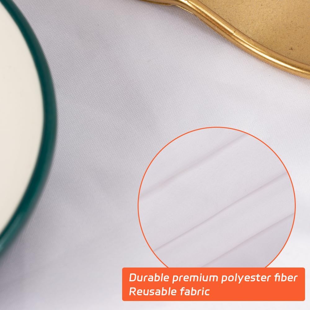 Cuckan 120 Inch Round Tablecloth, 10 Pack White Stain Resistant and Wrinkle-F...