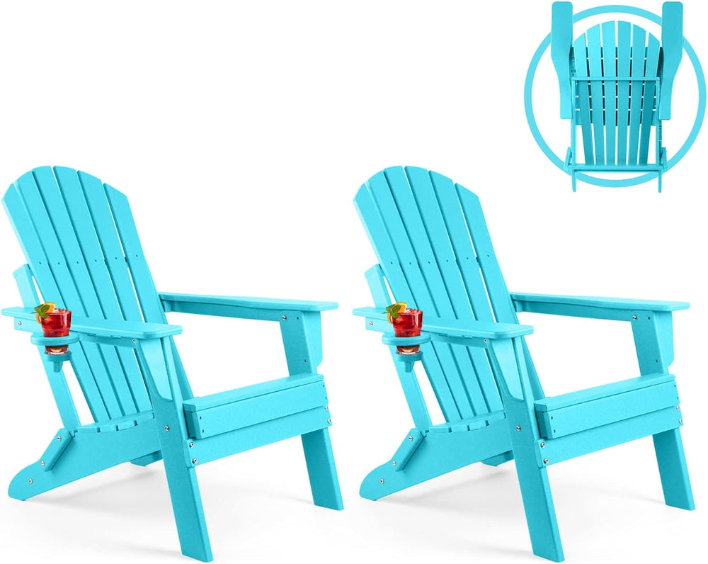FUNBERRY Oversized Folding Adirondack Chair Set of 2, Fire Pit Chair 400LBS