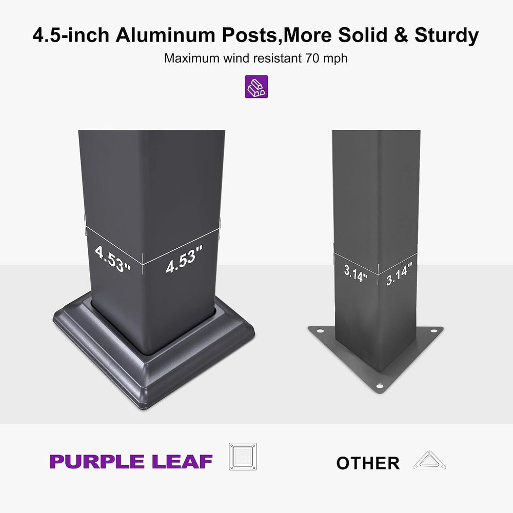 PURPLE LEAF 92KS Louvered Pergola 10' x 14' with LED Strip Lights, Gray