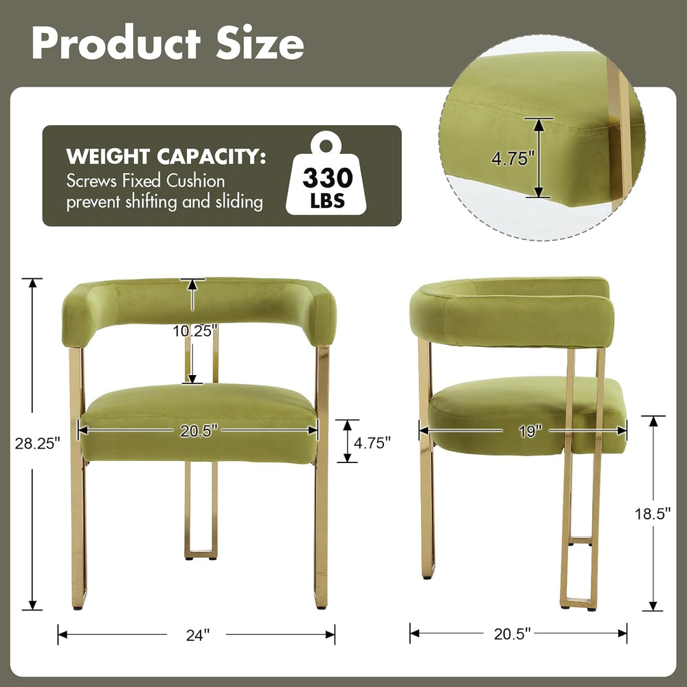 Hyfirm Green and Gold Modern Dining Chairs Set of 4, Velvet Upholstered Barre...