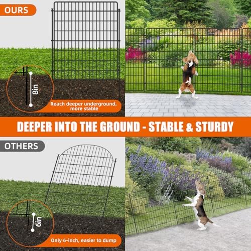 15 Panels No Dig Fence with Gate, 32 in(H) X 36 ft(L) Garden Decorative Fence...