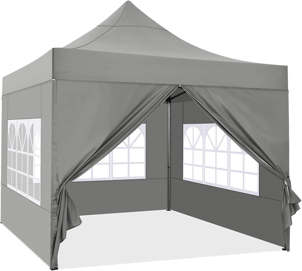 COBIZI 10x10 Pop Up Canopy Tent,Heavy Duty Canopy(Gray with 4 Sidewalls)