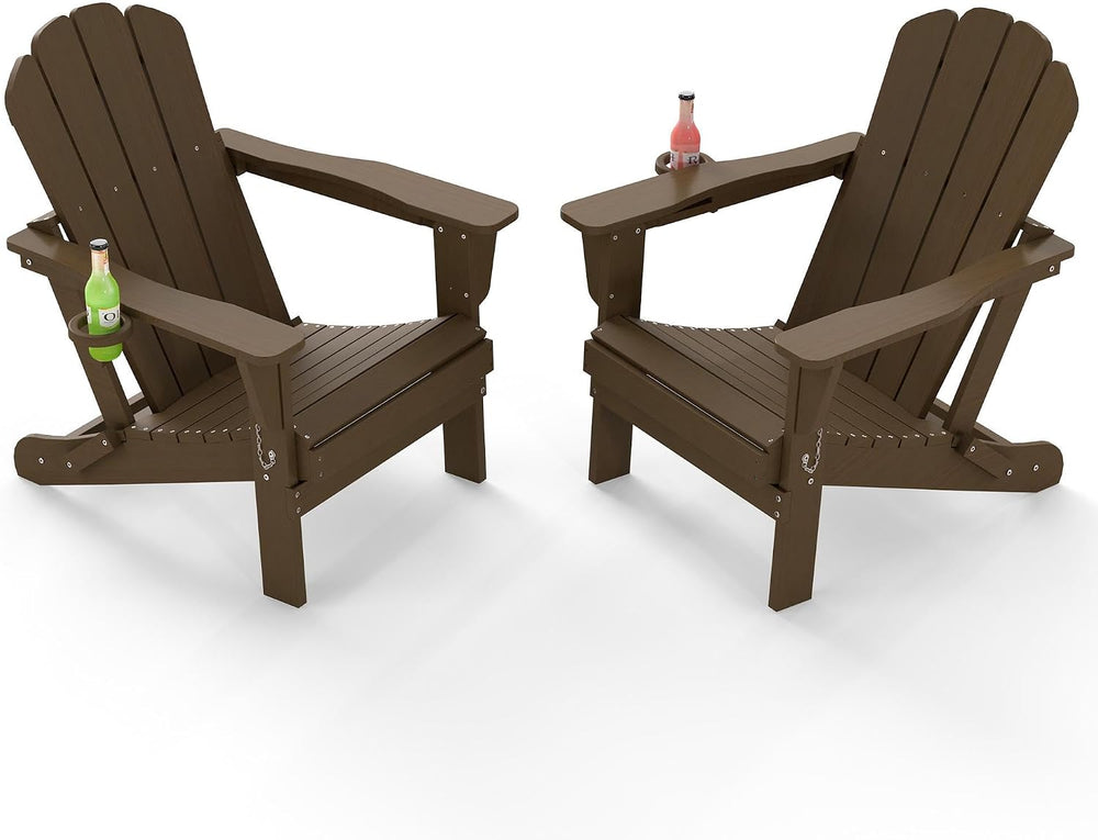 Domi Folding Adirondack Chair Set of 2, HDPE All-Weather Adirondack Chairs wi...