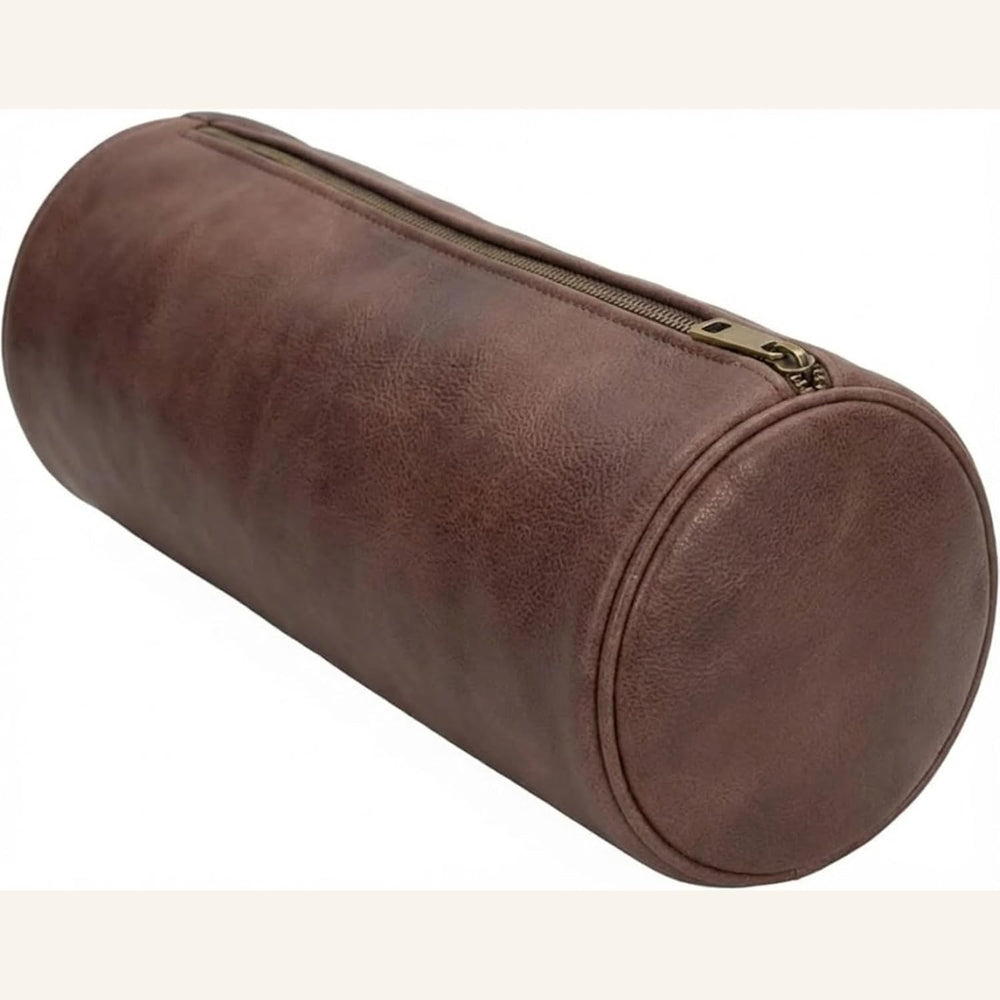 Genuine Leather Bolster Cylinder Pillow Cover Case for Lumbar Throw Couch Pil...
