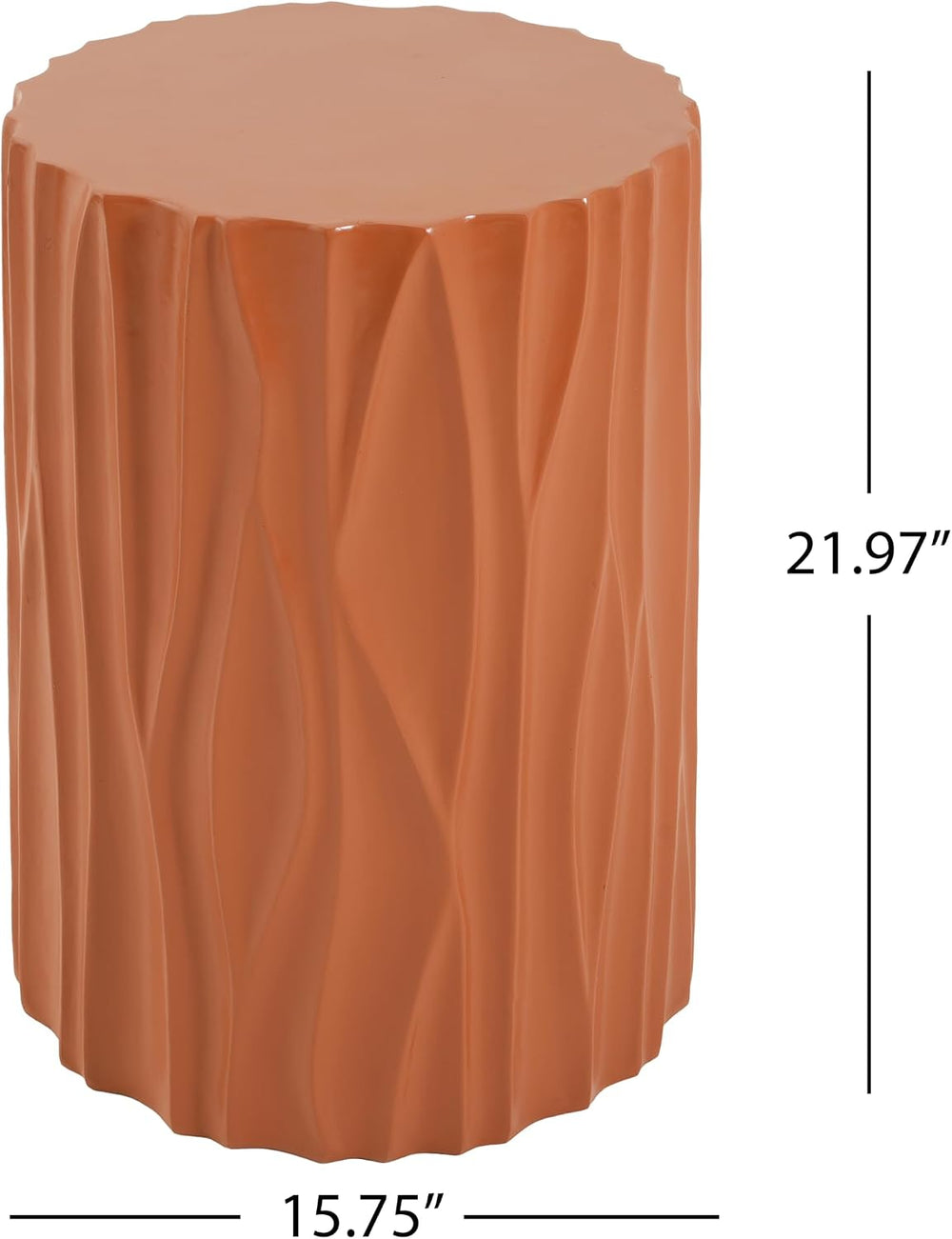 Modern Round Side Table, Outdoor End Table with Wavy Fluted Design, Multi-Use...