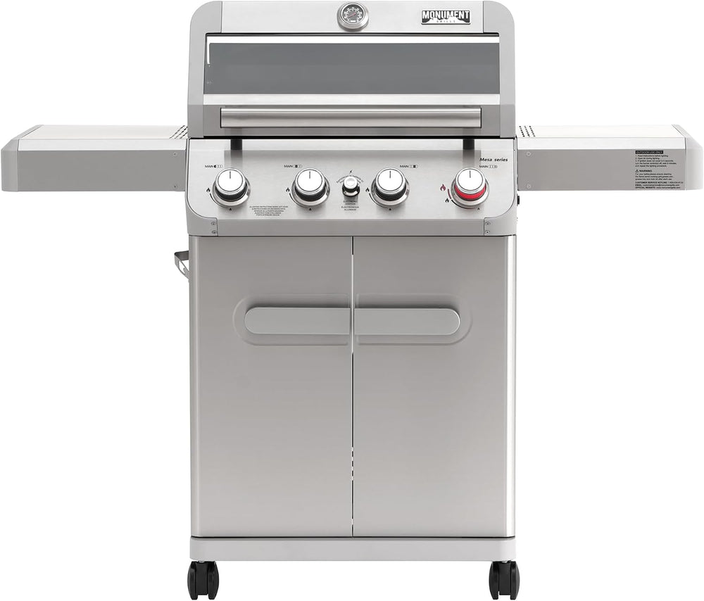 Monument Grills 4 Burner Propane Gas Grill, Stainless Steel Outdoor Patio Bar...