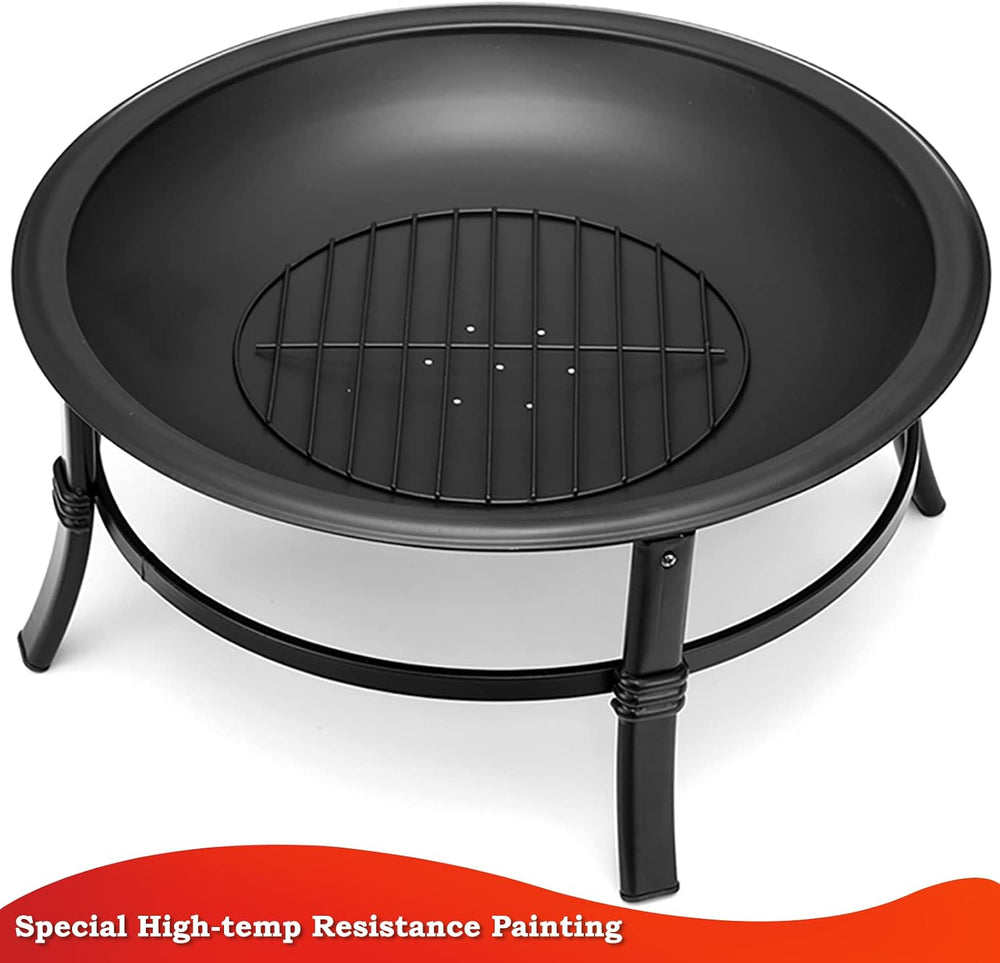 SINGLYFIRE 26 Inch Fire Pit for Outside Outdoor Wood Burning Firepit Bowl Hea...