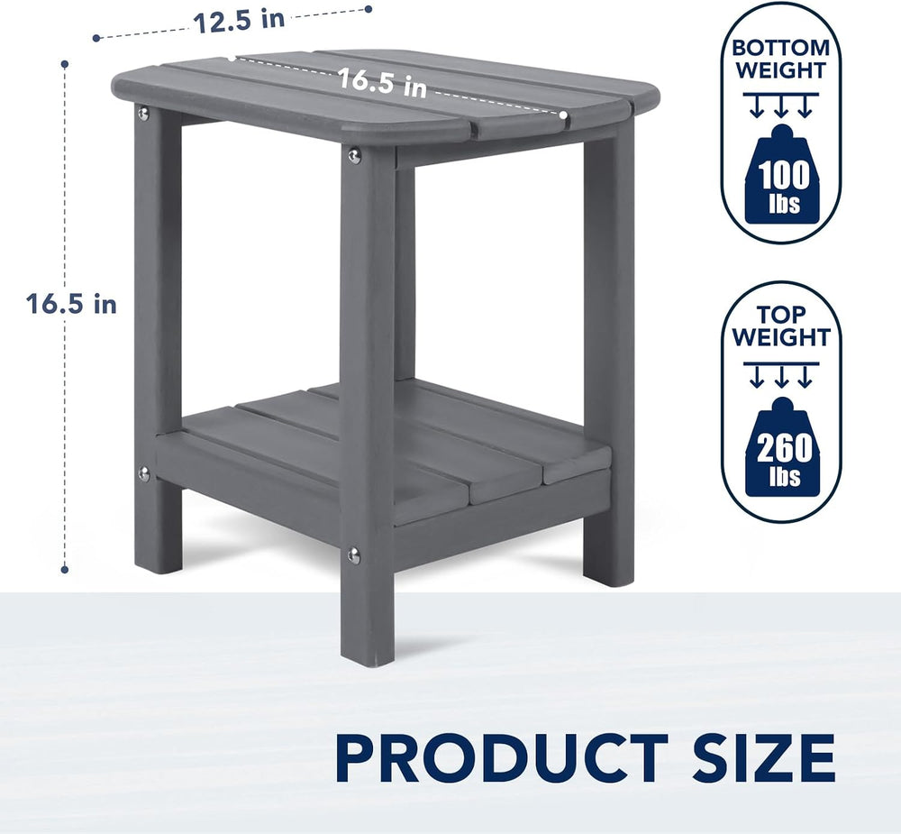 nalone Adirondack Side Table 16.5" Outdoor Side Table HDPE Plastic Doubl...