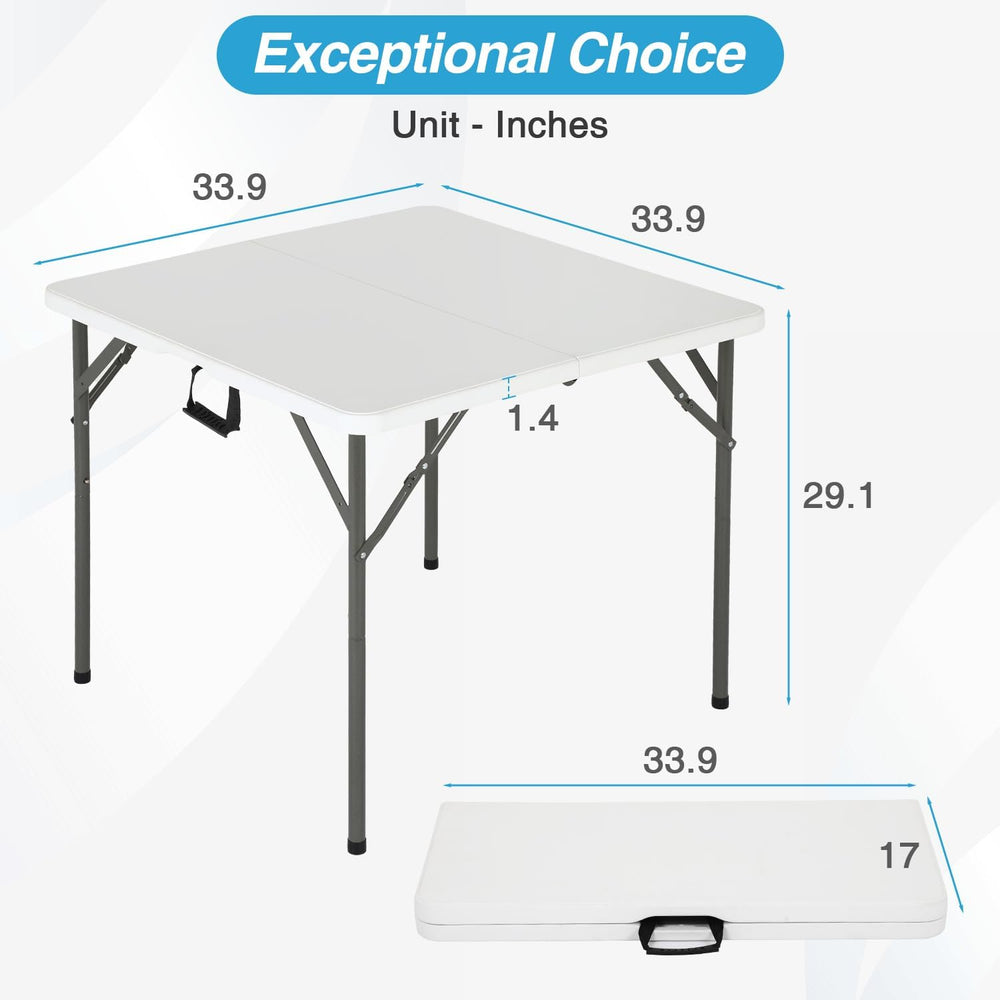 FDW | 34" Folding Table | White | Portable Plastic Table