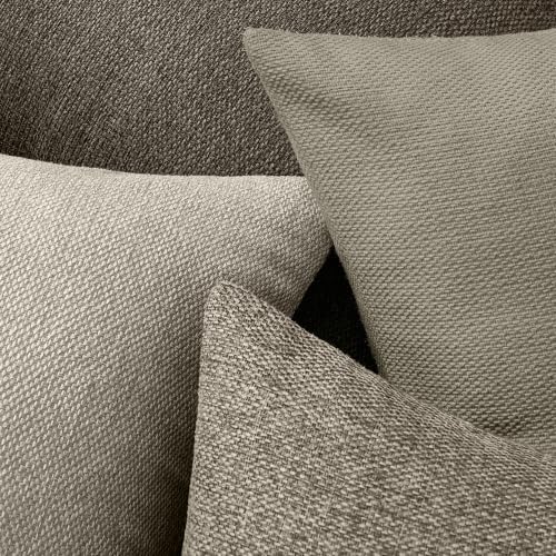 Natural Linen Look Throw Pillow Covers 18x18 Inch Set of 4, Textured Woven De...
