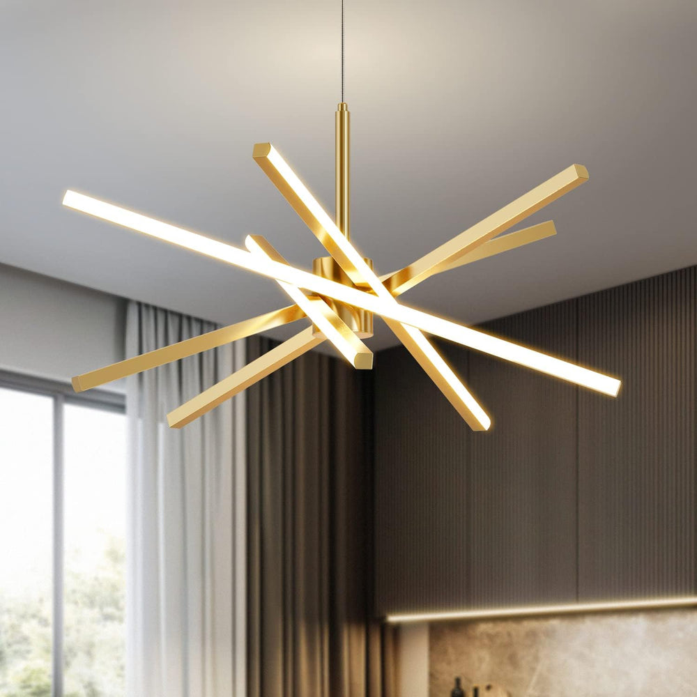 Modern Sputnik Chandelier Ceiling 82W LED Gold Pendant Light Embedded Mount C...
