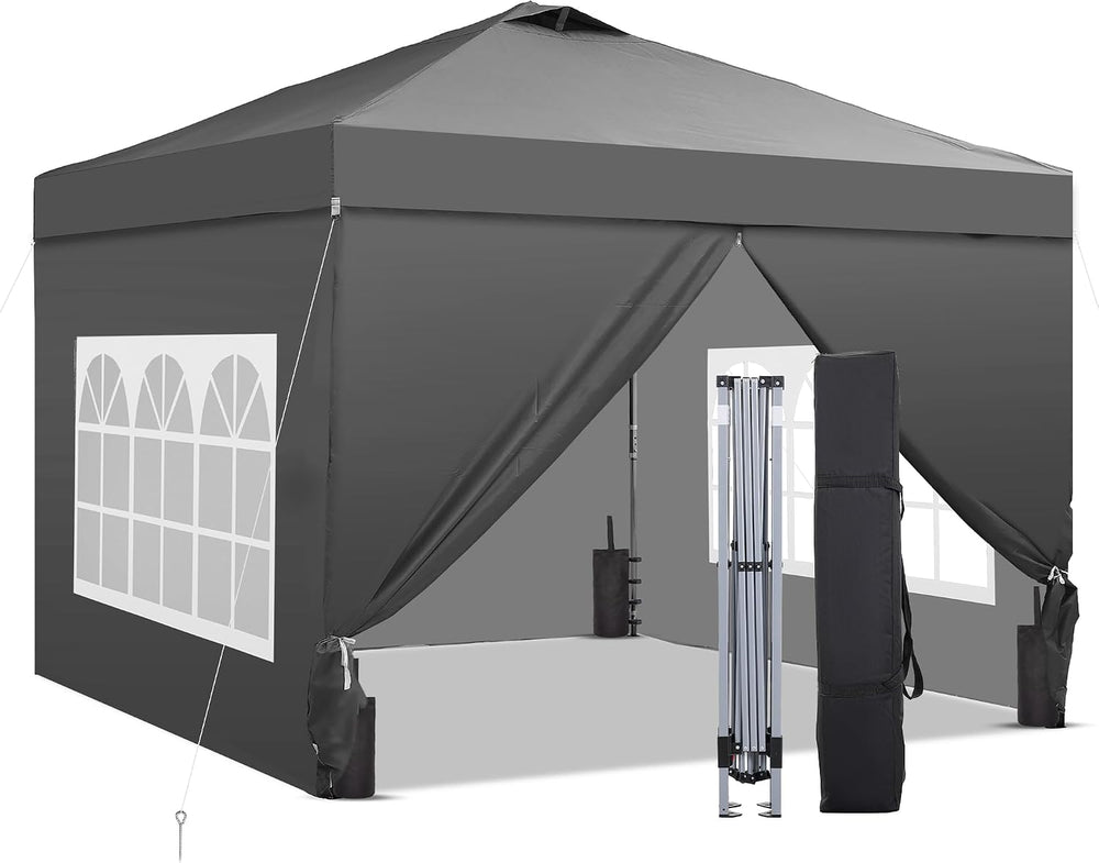 10x10ft Pop-Up Canopy Tent with 4 Side Walls — Easy Setup, Outdoor Portable G...