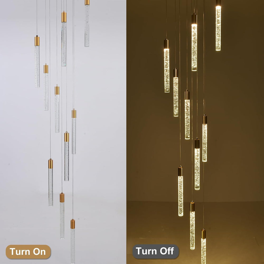 GEADI 10-Light Modern Crystal High Ceiling Chandelier for Foyer & Staircase