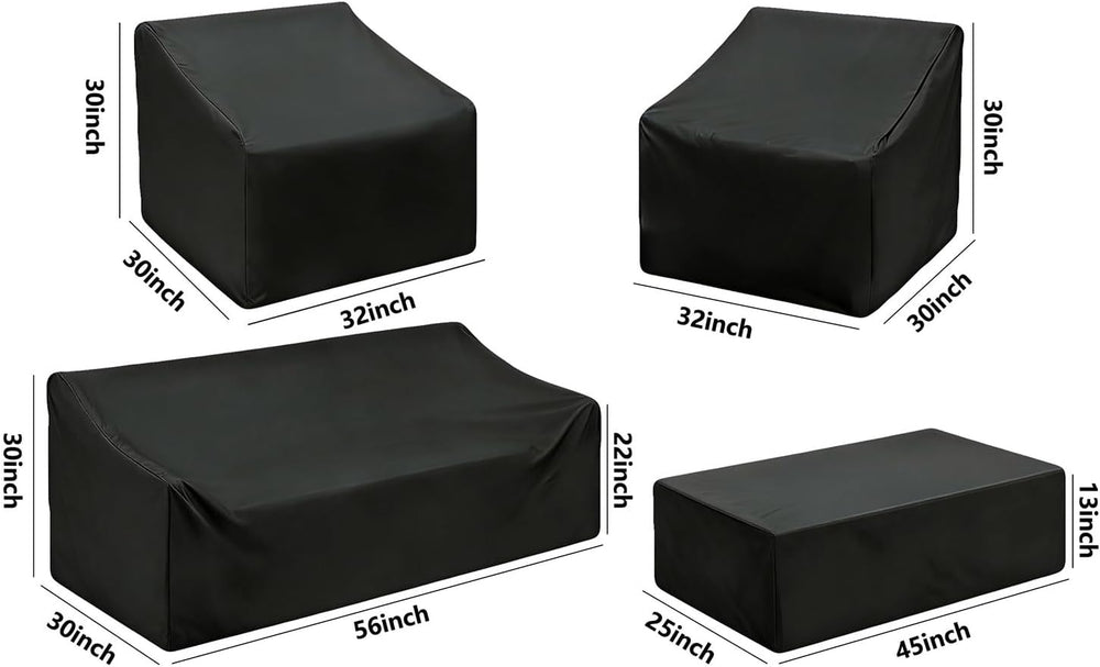 Patio Furniture Set Covers 4 Piece, 420D Oxford Waterproof with Drawstring, A...