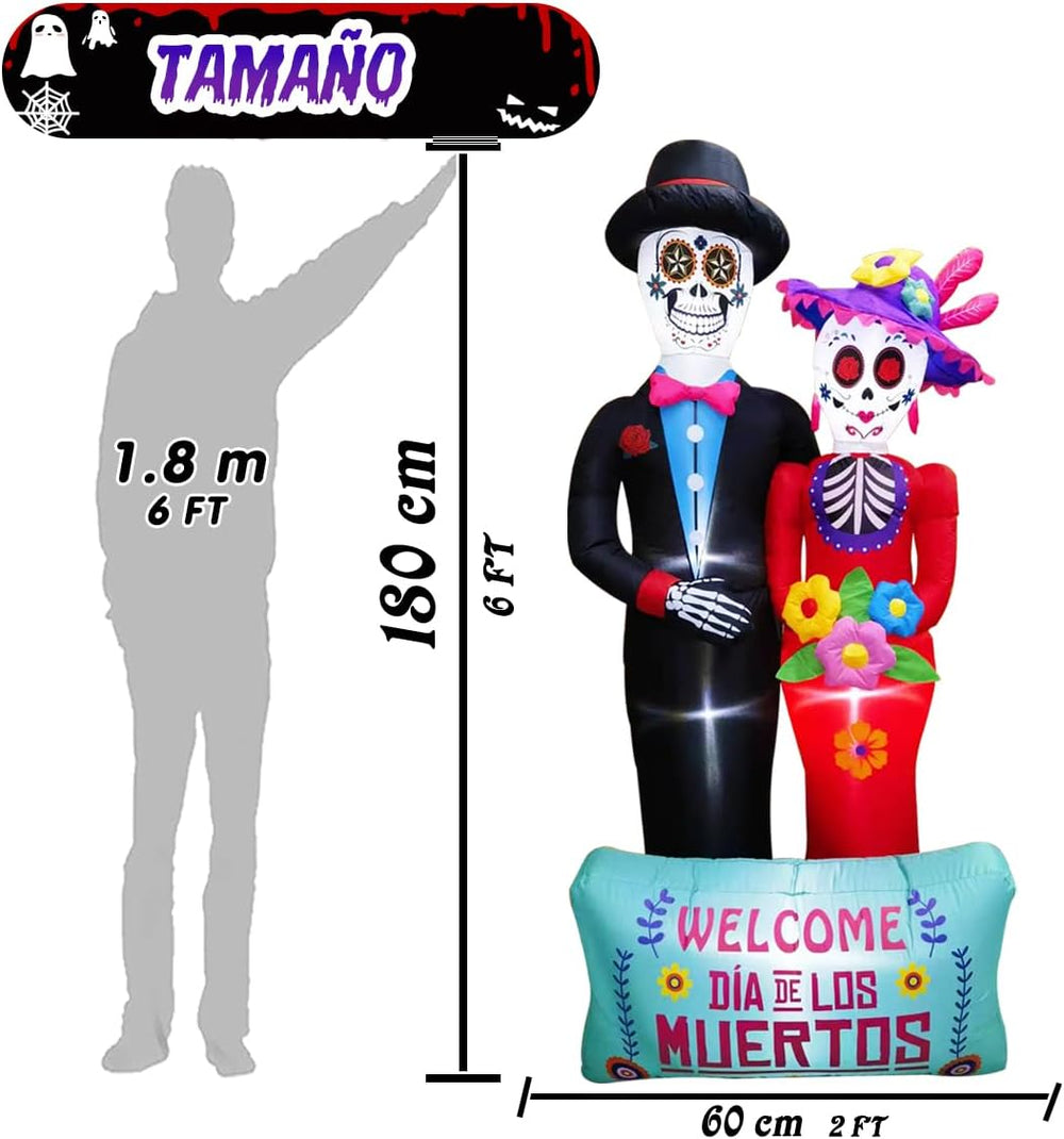 Dia De Los Muertos Decoration, 6 FT Halloween Inflatables Décor Day of The De...