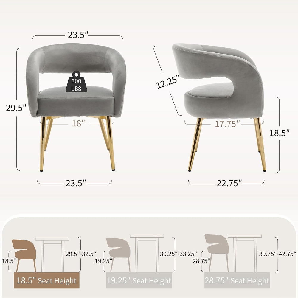 Hyfirm Grey Barrel Dining Chairs Set of 6, Upholstered Velvet Dining Room Cha...