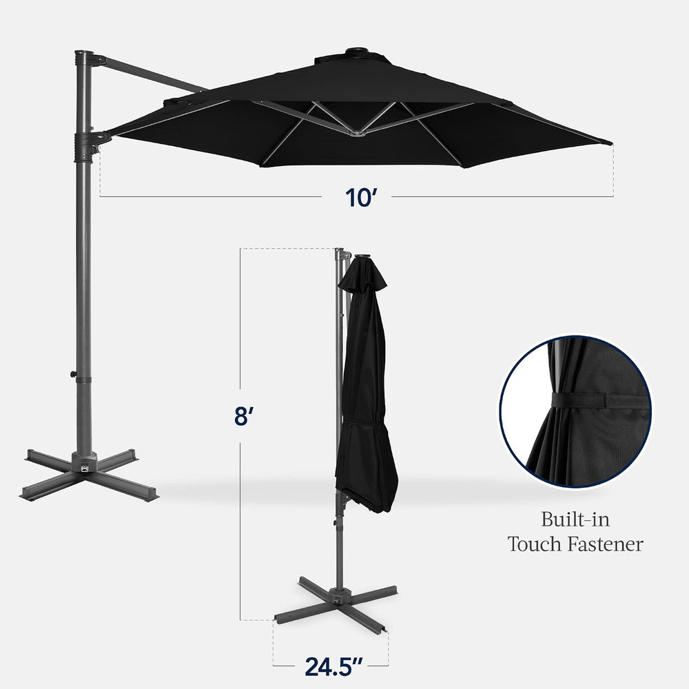 Best Choice Products 10ft Offset Cantilever Hanging Market Patio Umbrella, Sm...