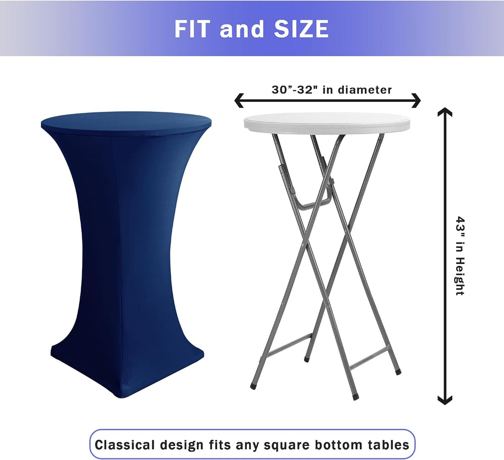 Spandex Navy Cocktail Table Covers for 30-32 Inch High Top Pub 4 Pack