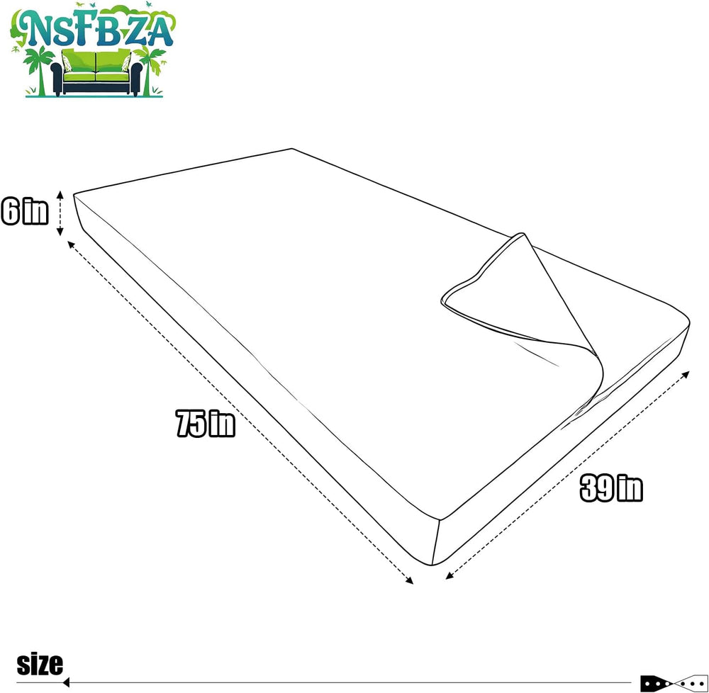 Olefin Twin Outdoor Porch Swing Bed Mattress Cover Waterproof, Twin Size Pati...