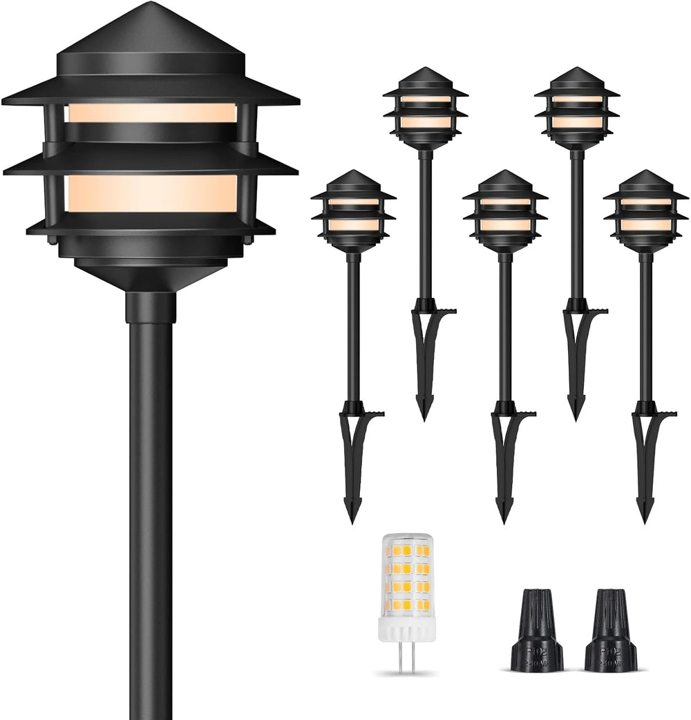 Gardencoin Pagoda Low Voltage Landscape Pathway Lights, 12V Outdoor LED Path ...