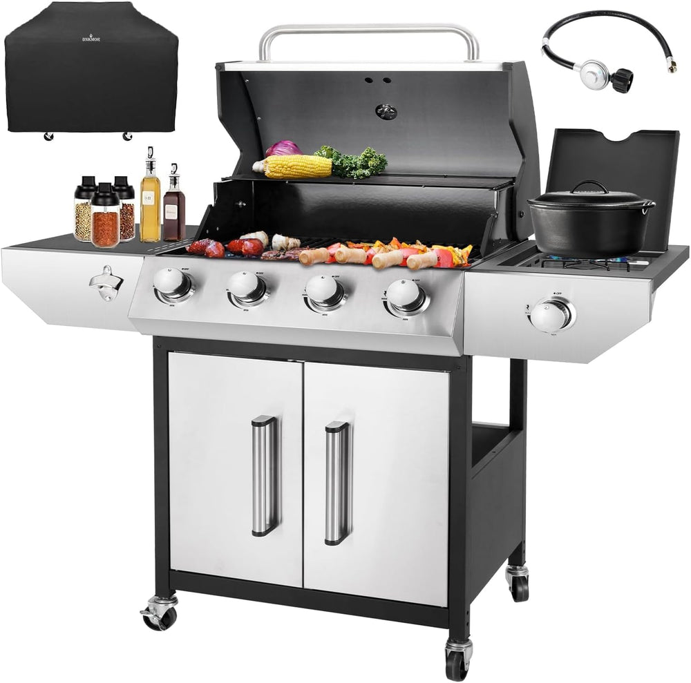 4-Burner Propane BBQ Grill 53000 BTU Stainless Steel Cast Iron Grate