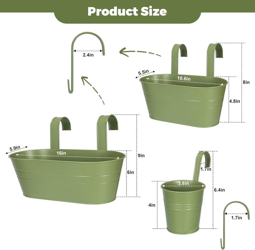3 Different Size Metal Iron Hanging Flower Pots 10 Pcs for Outdoor Plants Met...