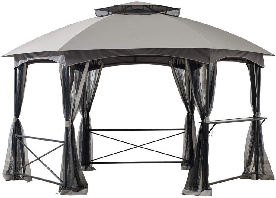 Sunjoy 15x15 ft. Soft Top Gazebo, Hexagon Steel Framed Patio Outdoor Backyard...