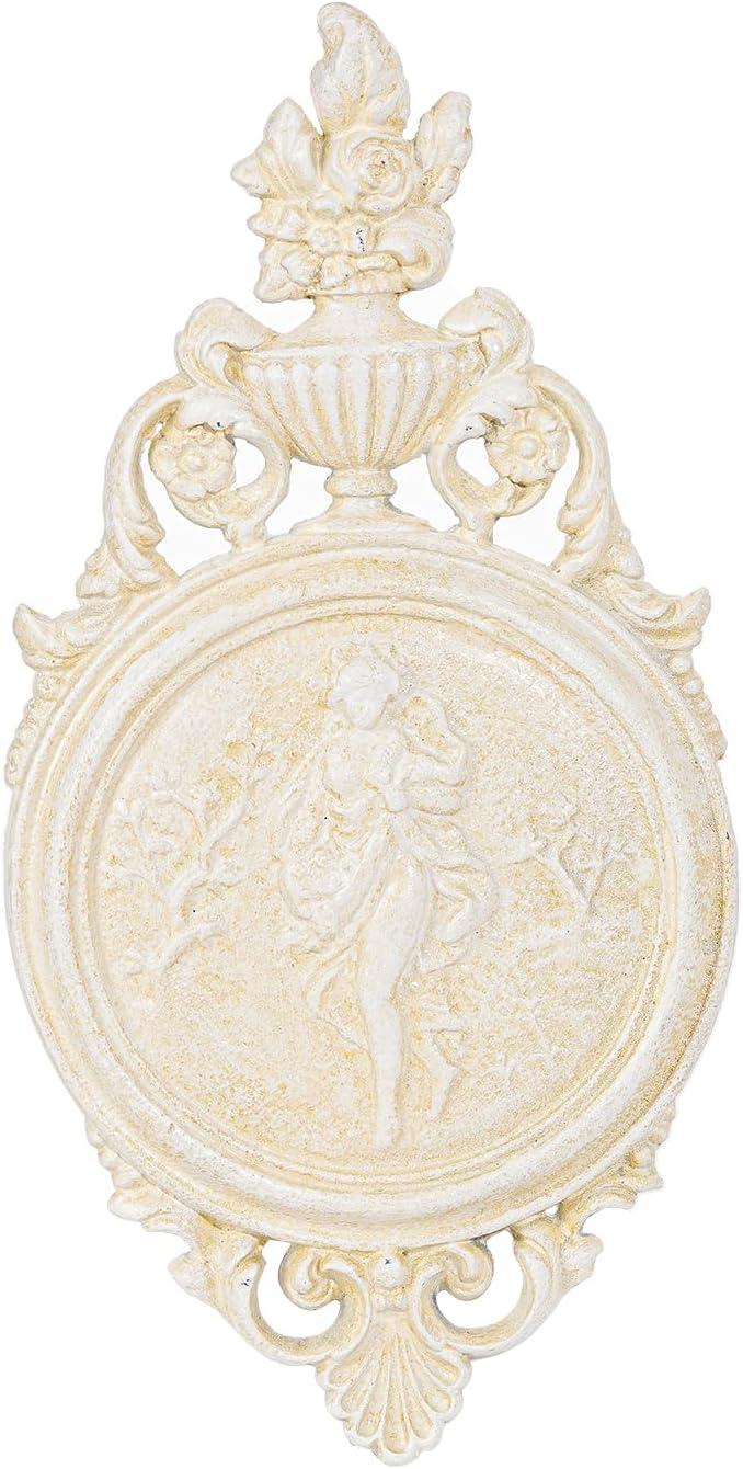 Sungmor White Cast Iron Wall Plaque - Classical Lady Relief in French Style