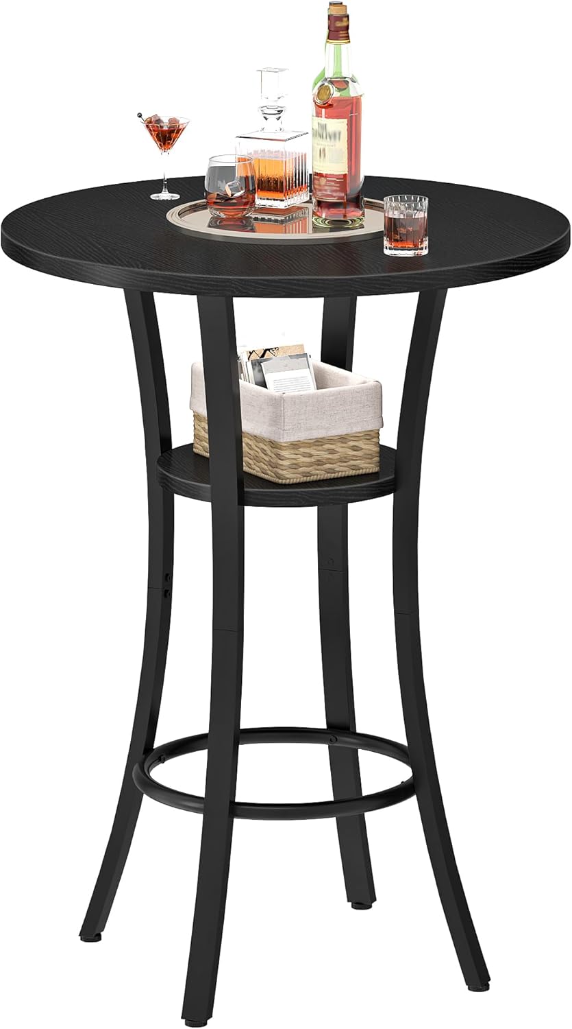CHOEZON Round Bar Table, 2-Tier High Top & Counter Height Dining Table, S...