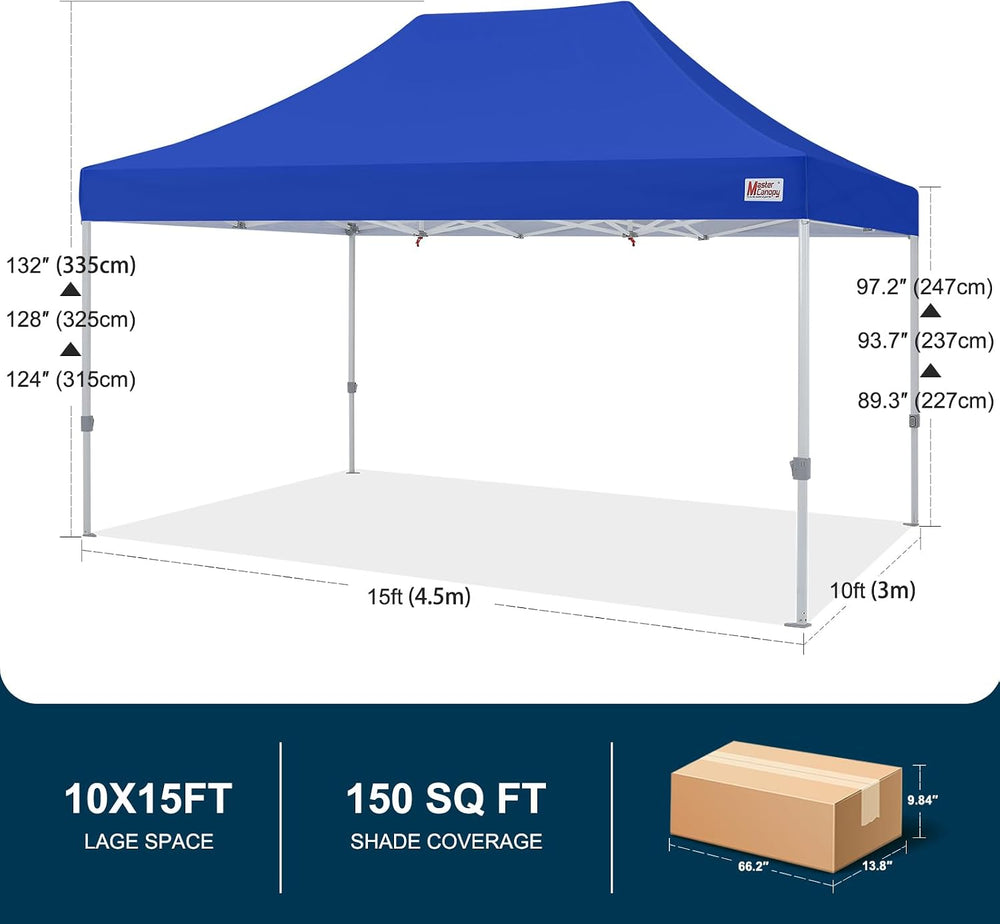 MASTERCANOPY 10x15 Heavy Duty Pop Up Canopy Tent with Roller Bag(Blue)