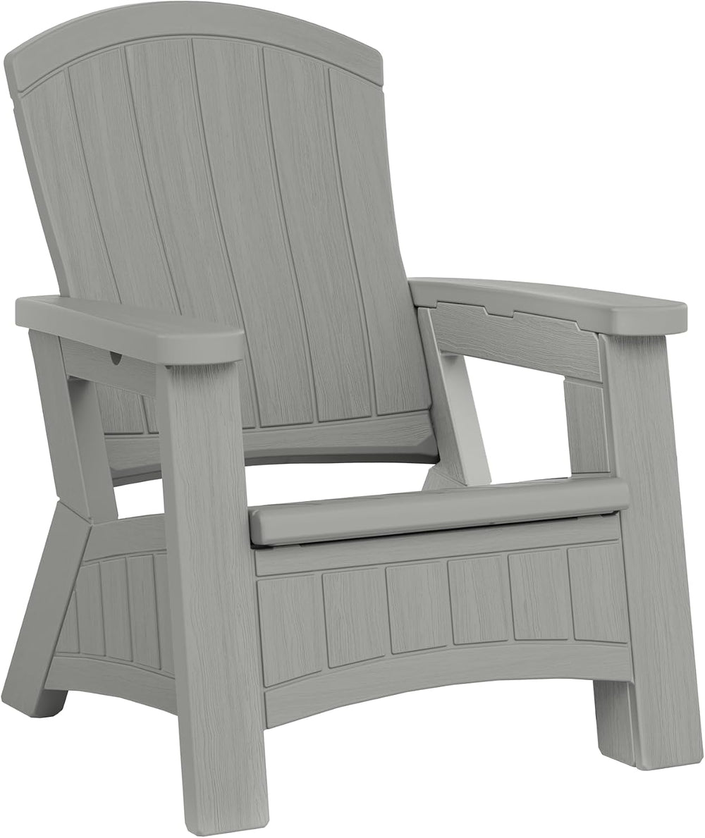 Suncast Outdoor Patio Adirondack Chair with 8 Gallons of Under-Seat Storage, ...